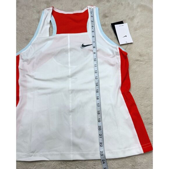 NIKE women's Large TENNIS COURT COURT SLAM TANK DR6795-100 white red - Picture 11 of 12